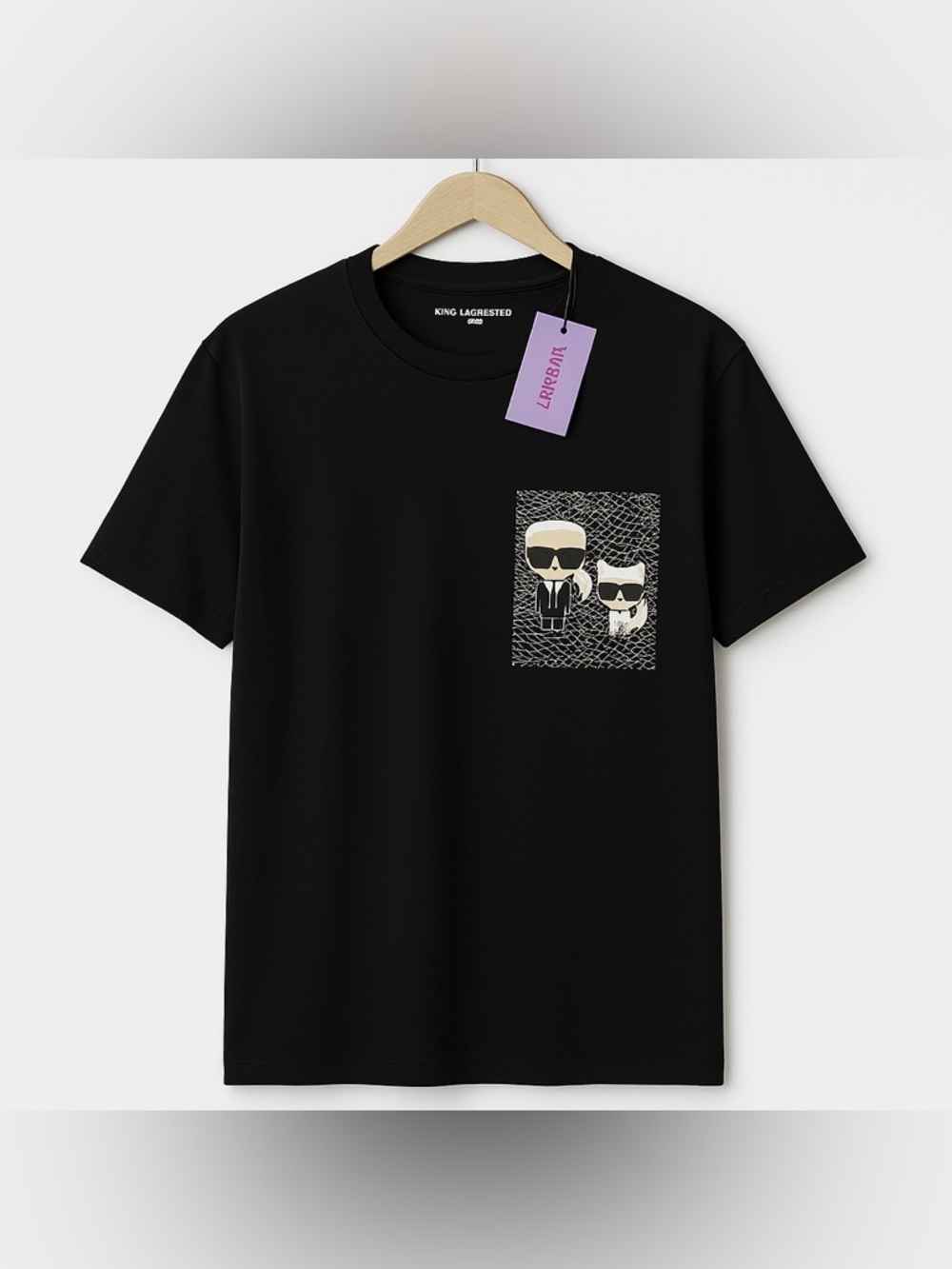 NWT Karl Lagerfeld Paris Black Graphic Pocket T-Shirt Men’s Medium